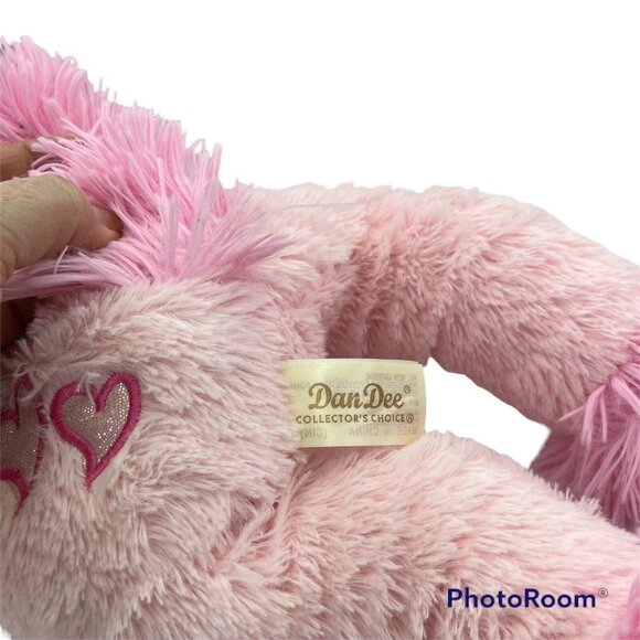 Dan Dee Pink Plush Unicorn Stuffed Animal 22" Heart Accents Sparkly Hooves 2016 - Picture 5 of 6